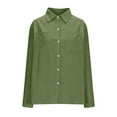 thumbnail image 5 of Fznquz Button Down Womens Shirts Dressy Casual Green Long Sleeve Shirt Plain Pockets Elegant Womens Clothes XXL, 5 of 6