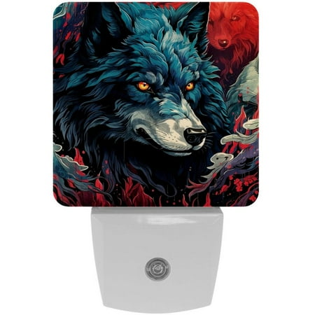 

Wolf LED Square Night Lights - Energy Efficient and Contemporary Design - for Bedrooms and Hallways - Includes Sensor with Auto on/Off - Easy Installation