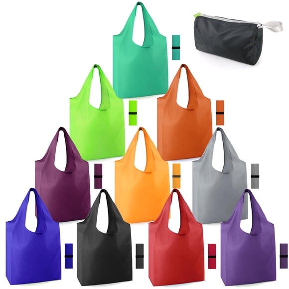 Bolsas de supermercado reutilizables BeeGreen, paquete de 10, coloridas, 23 litros
