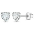 thumbnail image 1 of 925 Sterling Silver 5mm Clear CZ Heart Girls Screw Back Earrings, 1 of 7