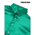 thumbnail image 6 of Deago Men's Silk Satin Dress Shirts Long Sleeve Luxury Shiny Button Down Shirt Formal Casual Business Prom Party Wedding Shirts (Green, L), 6 of 8