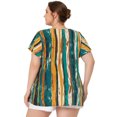 thumbnail image 4 of Unique Bargains Women's Plus Size Blouses Short Sleeve Loose Stripe Top, 4 of 6