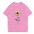 thumbnail image 2 of NAMTYQX Casual Tops for Women Stretch Short Sleeve Soft Gemustert Patterns Comfy Trendy Plus Size Crewneck Oversized Graphic Tees for Women Pink Size L, 2 of 4