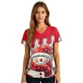 thumbnail image 5 of Christmas Womens Scrub Top Cute Xmas Snowman Printed V-Neck Scrub Top Medical Nurse Shirt Soft Casual Christmas Uniform with Pockets, 5 of 5