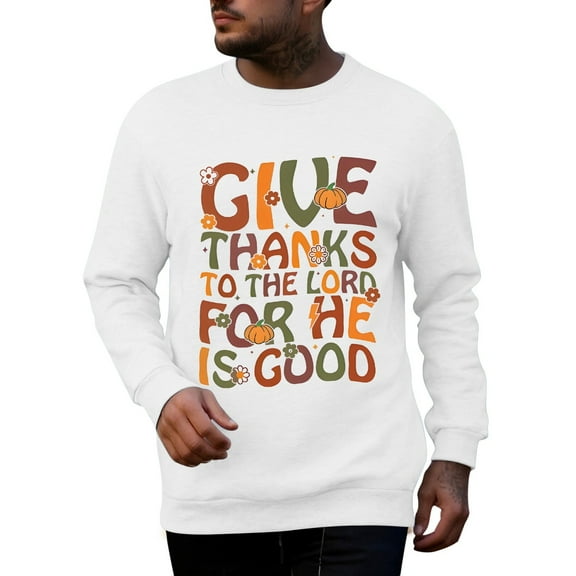 VNKIDY Men Thanksgiving Themed Sweatshirt Comfortable Crewneck Printed Casual Pullover Autumn Winter Gatherings Fashion Everyday Wear Fabric Construction Male Long Sleeve Streetwear Holiday