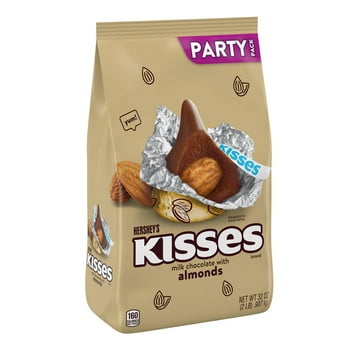 HERSHEY'S KISSES Milk Chocolate with Almonds Gold Foil, Easter Candy Bulk Party Bag, 32 oz