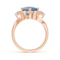 thumbnail image 2 of ANGARA Natural Round 4.15 ct London Blue Topaz and Diamond Three Stone Ring in 14K Rose Gold for Women (Size-10mm) | November Birthstone Jewelry for Women | London Blue Topaz Ring (Ring Size- 6.5), 2 of 10