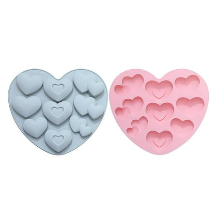 

2PCS Chocolate Silicone Mold 9 Cavities Heart Shaped Baking Mold DIY Cake Mold Jelly Pudding Muffin Tray