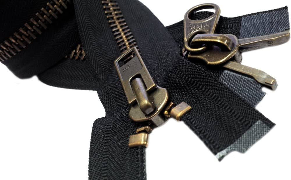 YKK® 36" Parka Dual Separating Jacket Zipper Extra Heavy Duty YKK 10"2Way" Antique Brass
