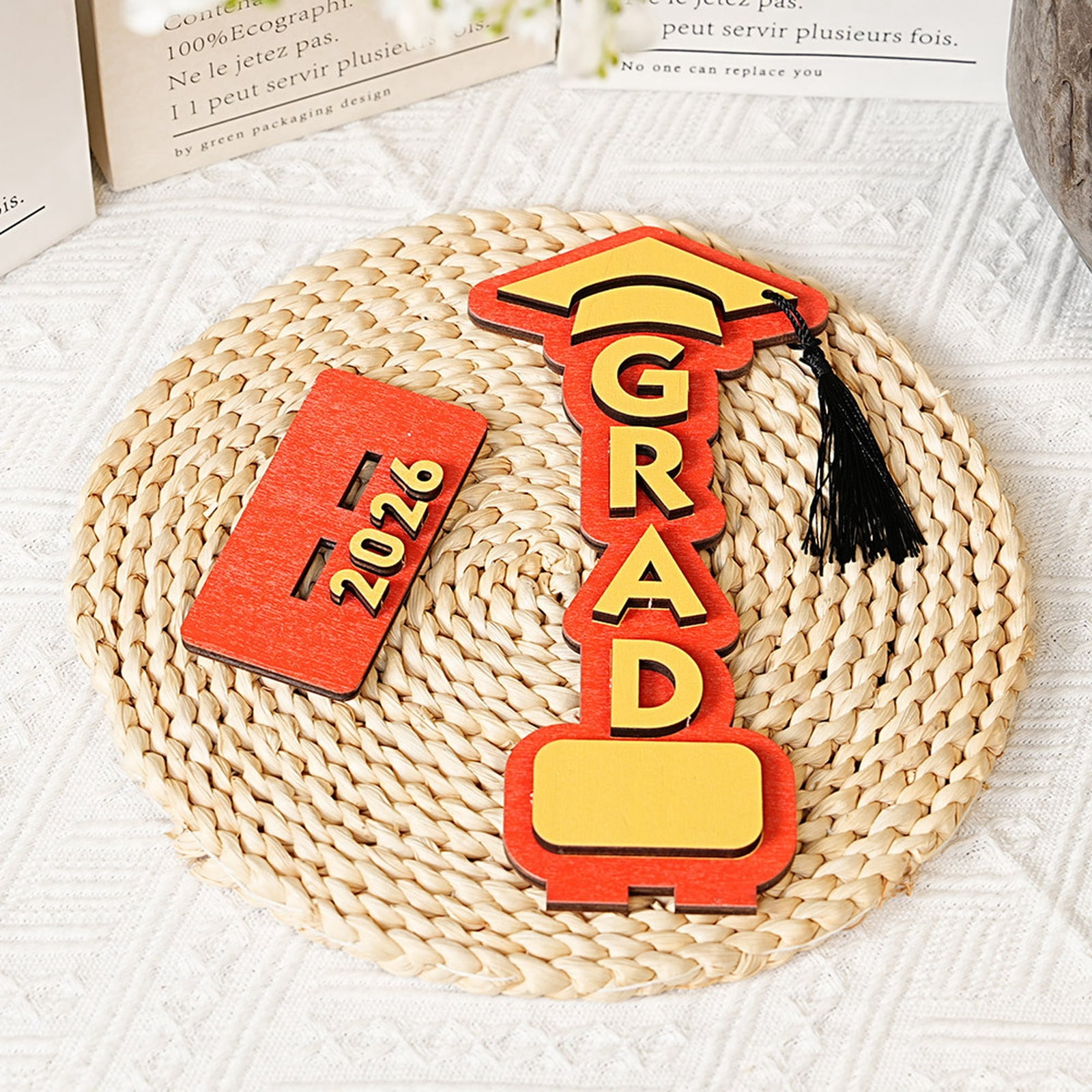 Graduation Decorations 2026 Wooden Grad Tabletop Sign 8.8in Graduation Party Decor, 3D Grad Display with Cap Graduation Season Table Centerpiece Keepsake