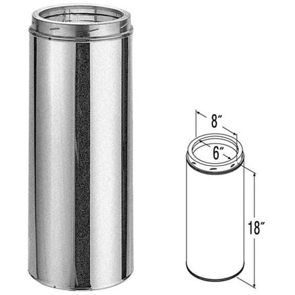 9404GA 6'' x 18'' DuraTech Galvanized Chimney Pipe