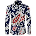 thumbnail image 1 of Camisa de moda para hombre, estampado 3D de flores de anacardo de cachemira, cuello vuelto, botones, manga larga, ropa de calle vintage para hombre y mujer, 1 of 6