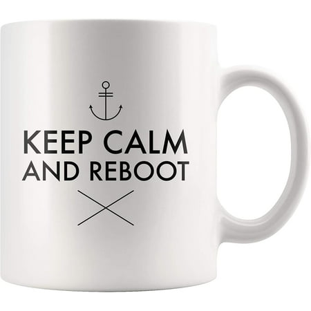 Coffee Mug For Computer Support Specialist Gifts - Keep Calm And Reboot 11 oz Funny Ceramic Cup - Software Network Information Technology IT Tech PC Nerds Geeks Employee Office Cup