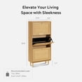 thumbnail image 2 of EYYTHUNG Natural Oak Rattan Shoe Cabinet, Entryway Storage Organizer with 3 Hidden Flip Drawers & Wood Legs, Freestanding Narrow Shoe Rack for Compact Spaces, 2 of 7