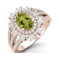thumbnail image 2 of 2.17 Ctw Oval Peridot 925 Sterling Silver Rose Vermeil Trio Split Shank Accents Valentines Day Gifts Ring, 2 of 3