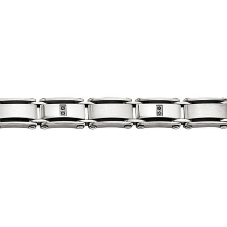 Primal Steel 1/10 Carat T.W. Diamond Stainless Steel Polished/Brushed Bracelet, 8.25