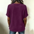 thumbnail image 6 of HOMBOM Short Sleeve Tops for Women Summer Blouse Basic Casual Solid Purple Weekend Outing Ladies Shirts V-Neck, 6 of 7