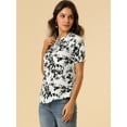 thumbnail image 4 of DARING DIVA Ruffle Tie Neck Casual Short Sleeve Blouse XS White, 4 of 6