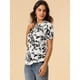 thumbnail image 4 of Blusa Floral Cuello Con Volantes Manga Corta Casual Top Para Mujer blanco M, 4 of 6