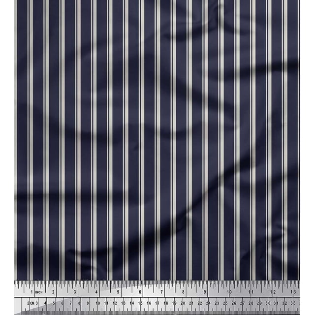 Soimoi Silk Fabric Striped Stripe Print Fabric by Yard 42 Inch Wide