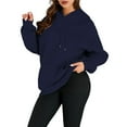 thumbnail image 2 of Sudaderas con Capucha Extragrandes para Mujer, Sudaderas de Forro , Suéteres de Moda para Otoño e Invierno Azul Marino S, 2 of 9