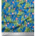 thumbnail image 1 of Soimoi Blue Polyester Crepe Fabric Flower & Cactus Tree Print Fabric by The Yard 52 Inch Wide, 1 of 3