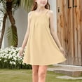 thumbnail image 4 of Ashirexll Teen Summer Dresses, Girls Summer Dress, 4-15Y Girls Cute Casual Slip Dress Solid Color Sleeveless Camisole A-Line Dress, 4 of 7