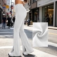thumbnail image 5 of ZHYou No Boundarie Women's High Waist Flare Yoga Pants Side Stripe Split Stretchy Slim Athletic Bootcut Trousers,White,Size M, 5 of 5