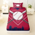 thumbnail image 3 of Erosebridal Modern Sports City Twin Sheet Sets, Cartoon Baseball Bedding,, 3-Piece, 3 of 5