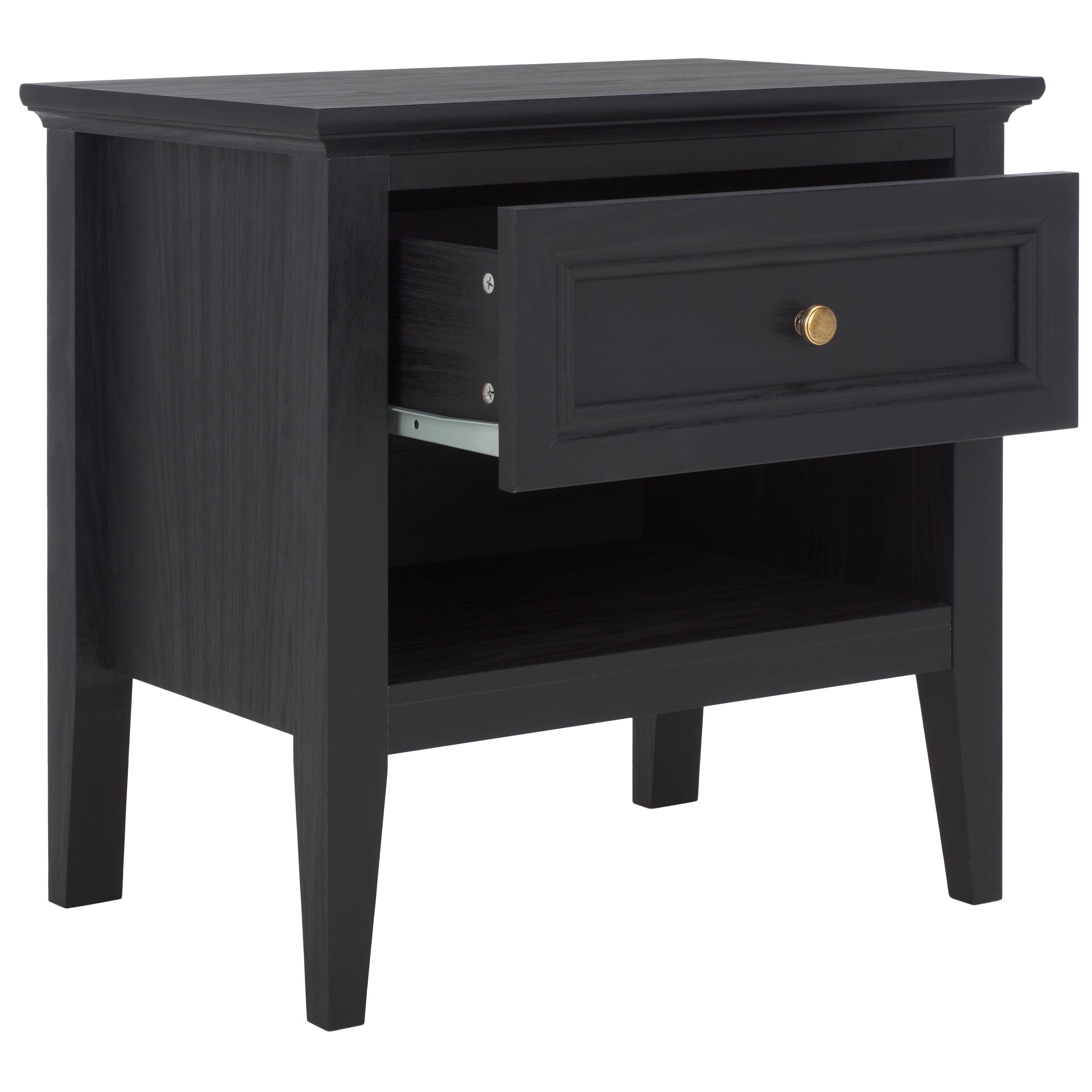 SAFAVIEH Sondra Traditional 2 Drawer Nightstand,Black/Gold