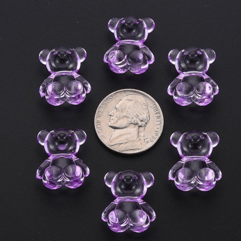 500g Transparent Acrylic Beads Top Drilled Beads Bear Blue Violet 18.5x15.5x11mm 320pcs/500g
