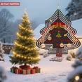 thumbnail image 2 of Stylish Metal Hanging Christmas Tree Wind Spinner - Concentric White Lines Festive Ornaments Bells & Ribbons for Garden Decor, 2 of 7