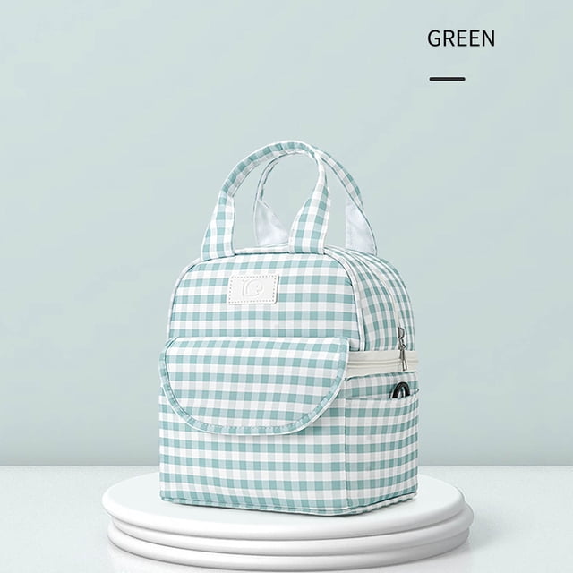 Bolsa térmica para mamá con estampado de cuadros: moderna mochila térmica para leche materna, bolsa de almuerzo de gran capacidad para desplazamientos, viajes y picnics, azul