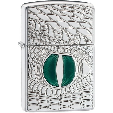 High Polish Solid Brass Lighter - Zippo Armor 28807 High Polish Chrome Dragon Eye Lighter