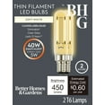 thumbnail image 2 of (1 pack) Better Homes & Gardens T6 LED Vintage Light Bulb, 5 Watts (40W Equivalent), Soft White, Thin Filament, E26, 2PK, 2 of 11