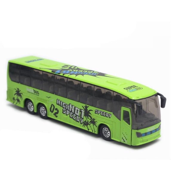 Kids Gift Light and Music High Imitation Bus Shape Pull Back Vehicle Model Extended Bus Toys Alloy Bus Model GREEN
