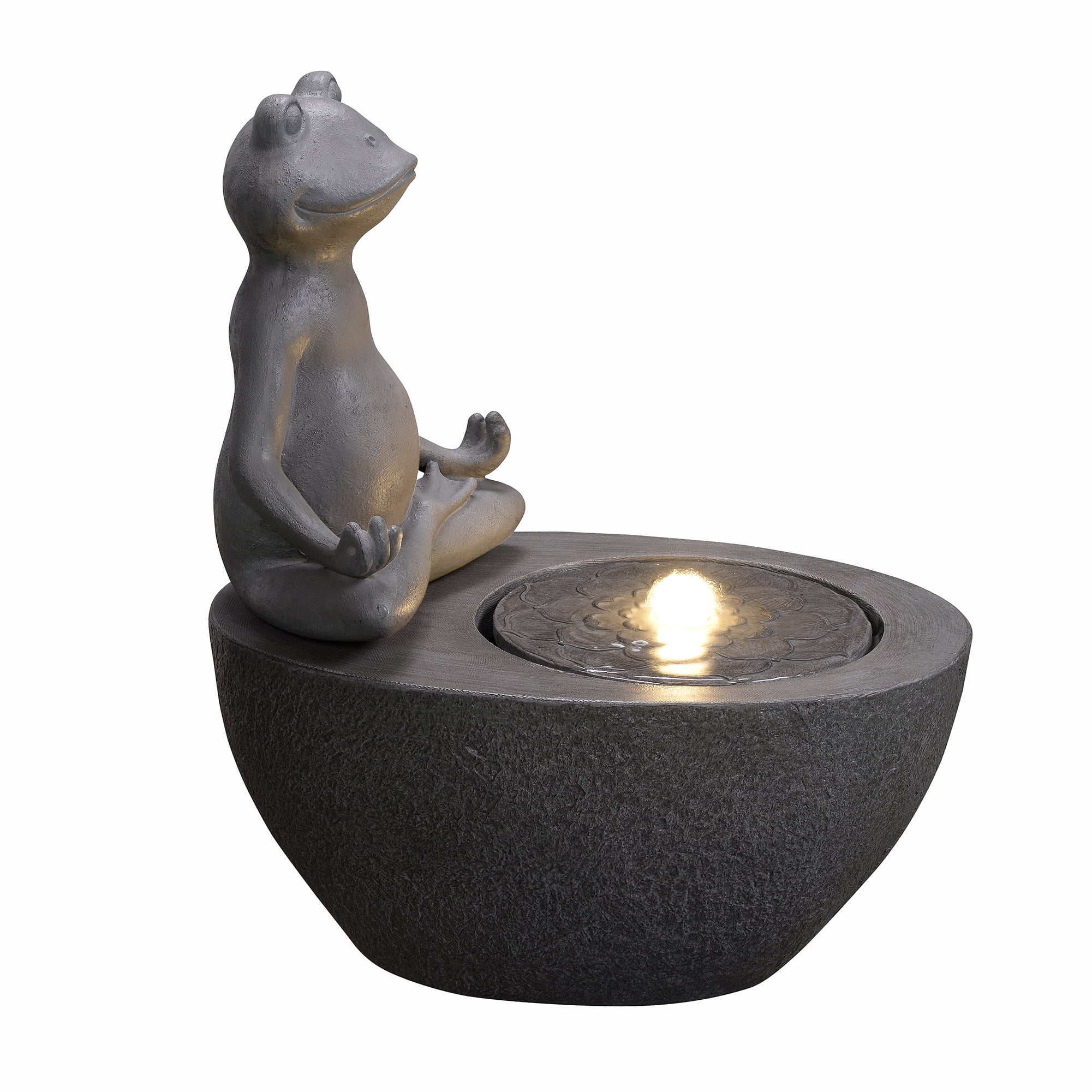 Hi-Line Gift Ltd. Meditating Frog Polyresin Fountain with LED Lights
