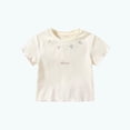 thumbnail image 1 of Blusas y camisas de manga corta con cuello redondo para niña, camiseta de verano con estampado de lazo, manga corta, top holgado y dulce de media manga para bebé, top de algodón para niña, 1 of 9