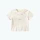 thumbnail image 1 of Blusas y camisas de manga corta con cuello redondo para niña, camiseta de verano con estampado de lazo, manga corta, top holgado y dulce de media manga para bebé, top de algodón para niña, 1 of 9