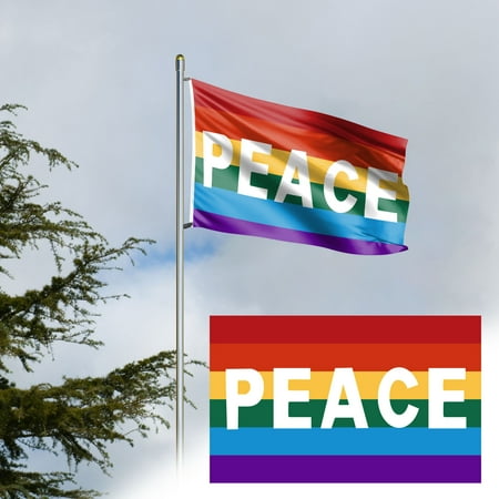 Hxroolrp Rainbow And Peace-Flag 90 X 150 Cm Polyester Flag Ripstop Polyester