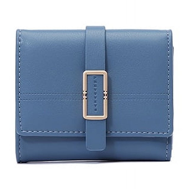 Cartera corta de verano para mujer, billetera pequeña coreana de color sólido con hebilla fresca y plegable para mujer