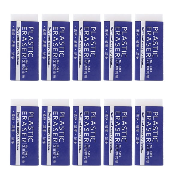 Staron 10PCS Erasers, Plastic Vinyl Erasers, White Erasers for Clean, Soft and Easy to Clean