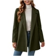 thumbnail image 6 of Women Solid Color Button Front Long Sleeve Wool Blend Coat, Casual Loose Fit Lapel Outerwear, Fashion Mid Length Overcoat for Daily Outdoor Wear Army Green S(S), 6 of 9