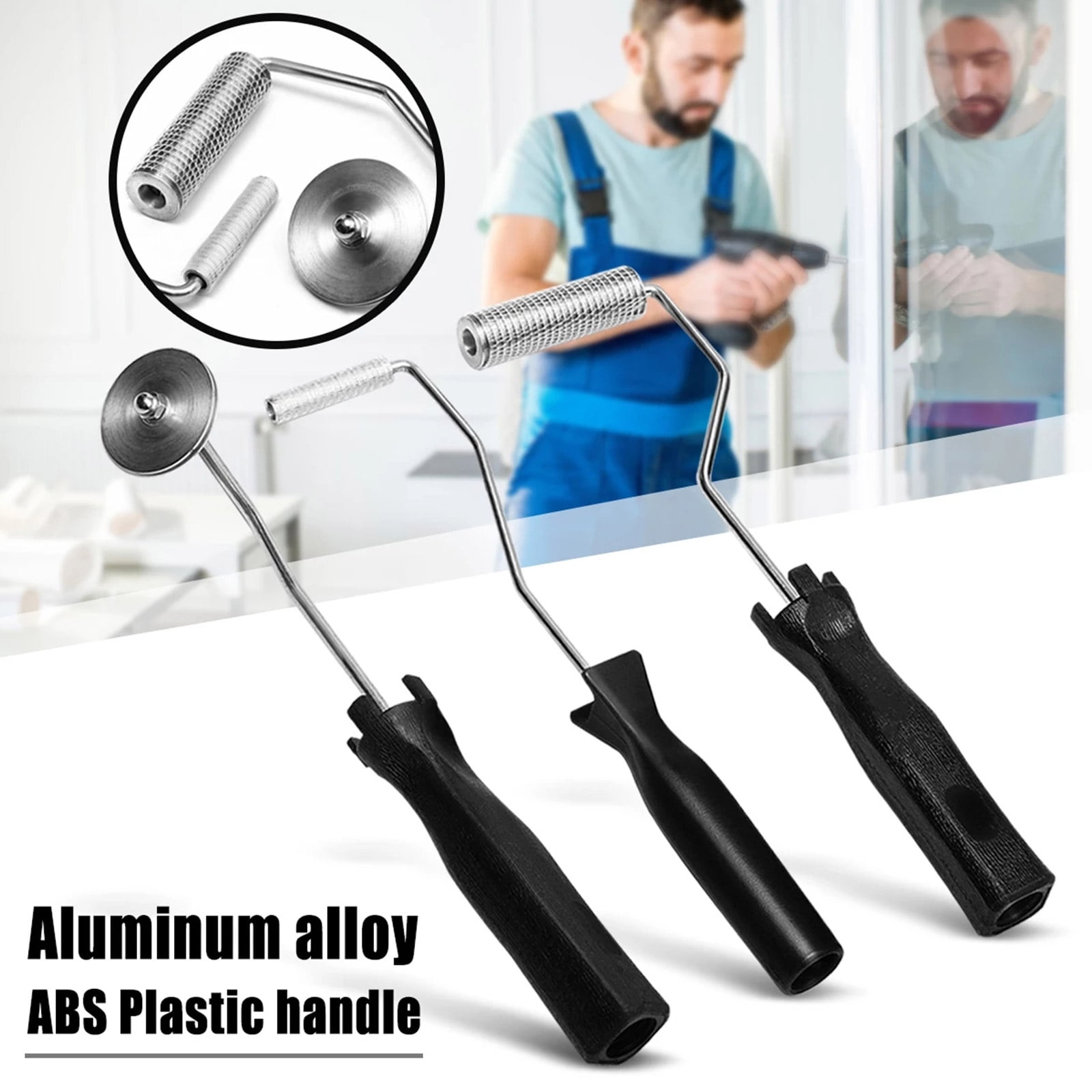3Pcs Fiberglass Roller Tool Kit Aluminum Alloy Bubble Paddle Device Laminating Roller Set for FRP Mould, Aousthop Fiberglass Roller Set
