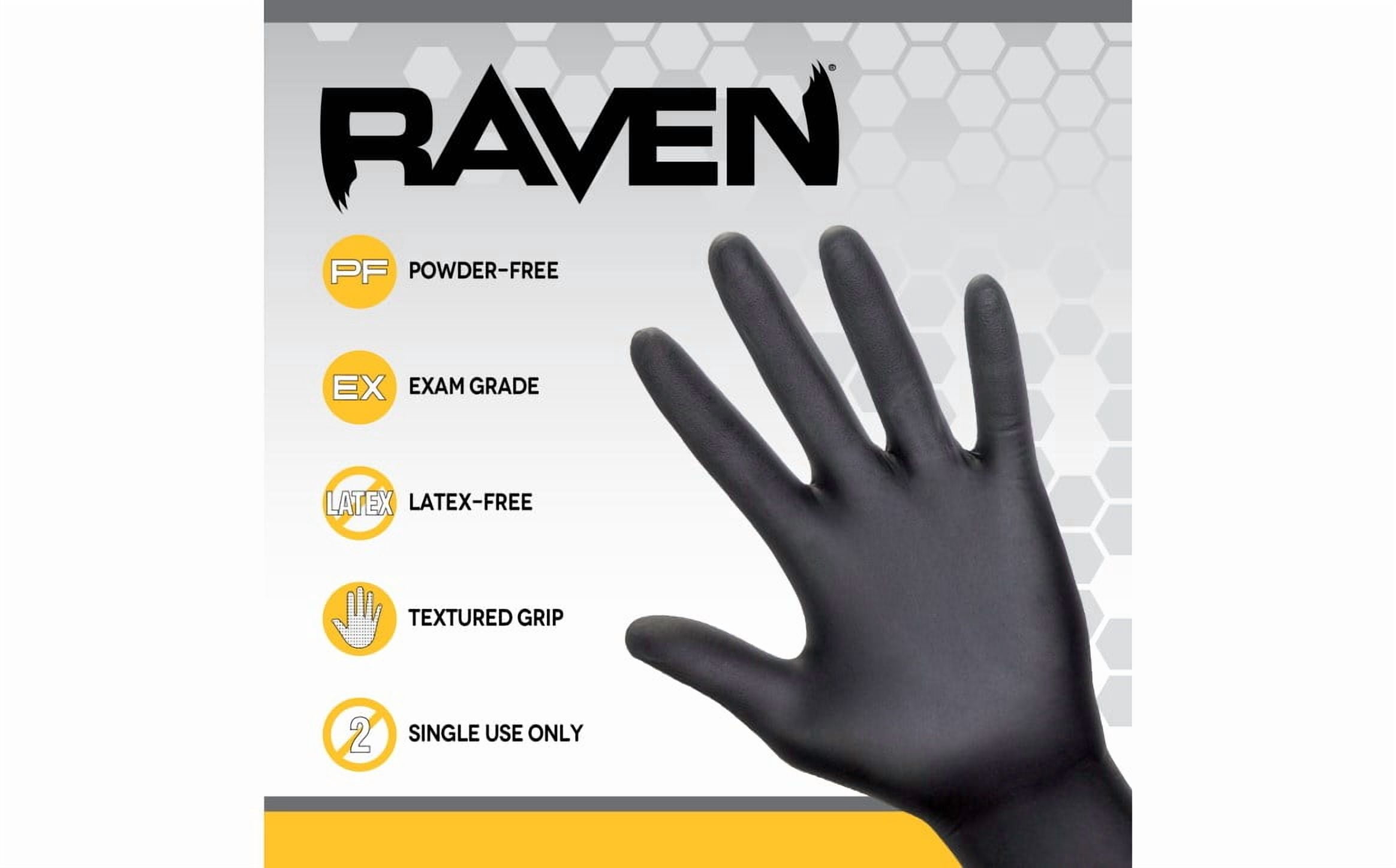 SAS RAVEN Powder-Free Black Nitrile Disposable Gloves Case of 10 Boxes