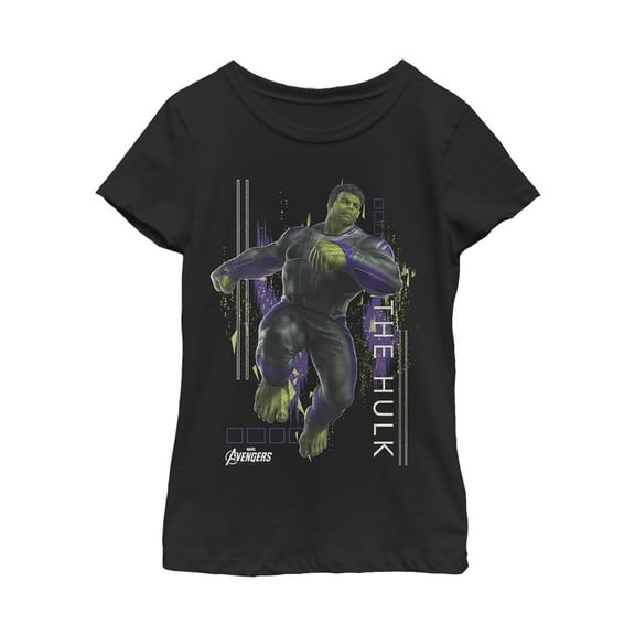 Girl's Marvel Avengers: Endgame Hulk Glitch Graphic Tee Black Large