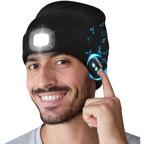 Unisex Bluetooth LED Beanie Hat with Light, Builtin Stereo Speaker and
