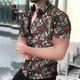 thumbnail image 5 of Camisa para hombre estilo hawaiano con estampado de calavera de terror, flores, cuello abatible, un solo botón, informal, para playa y resort, novedad de 2024, 5 of 5
