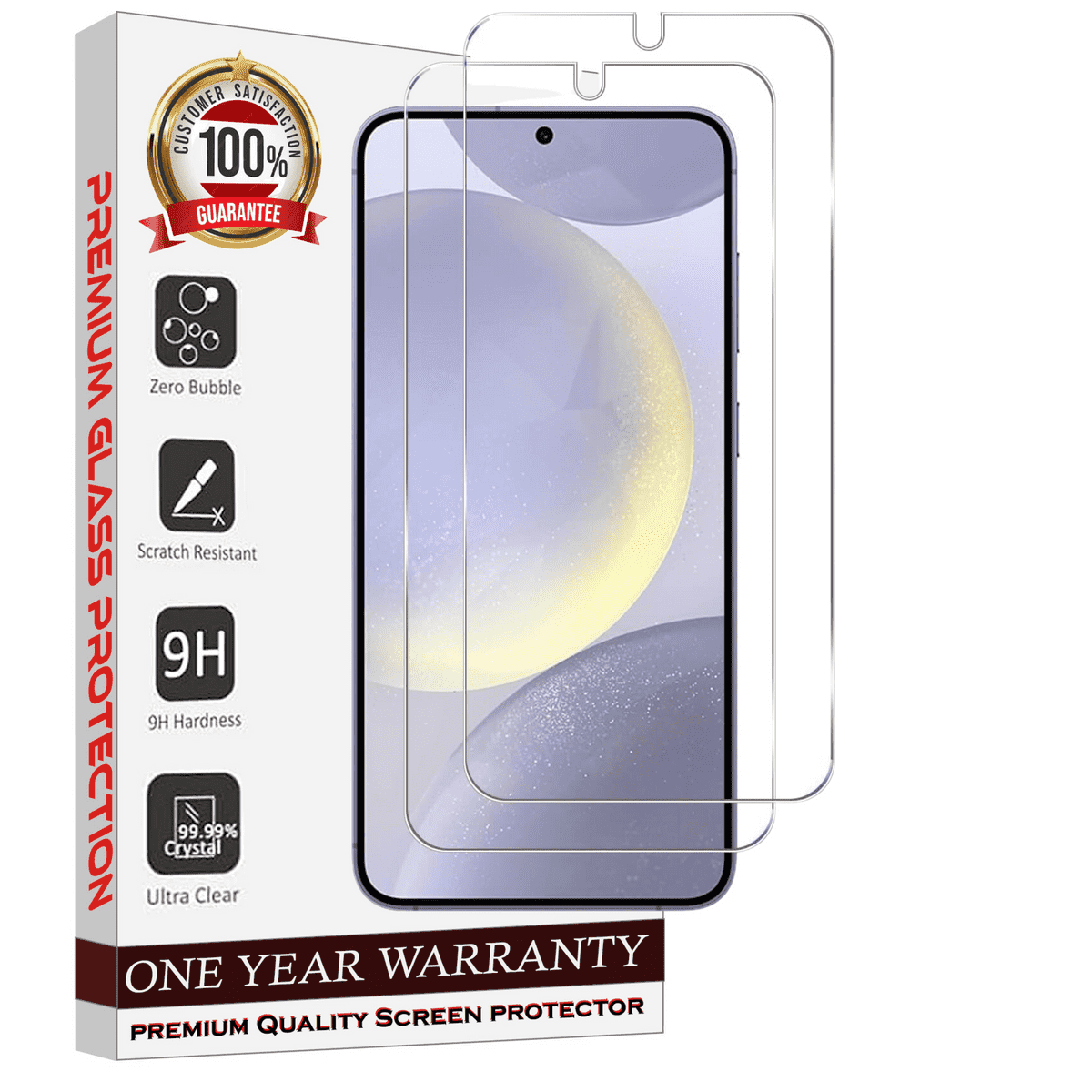 Entronix Screen Protector Compatible with Galaxy S21, Clear Tempered Glass, 2-Pack