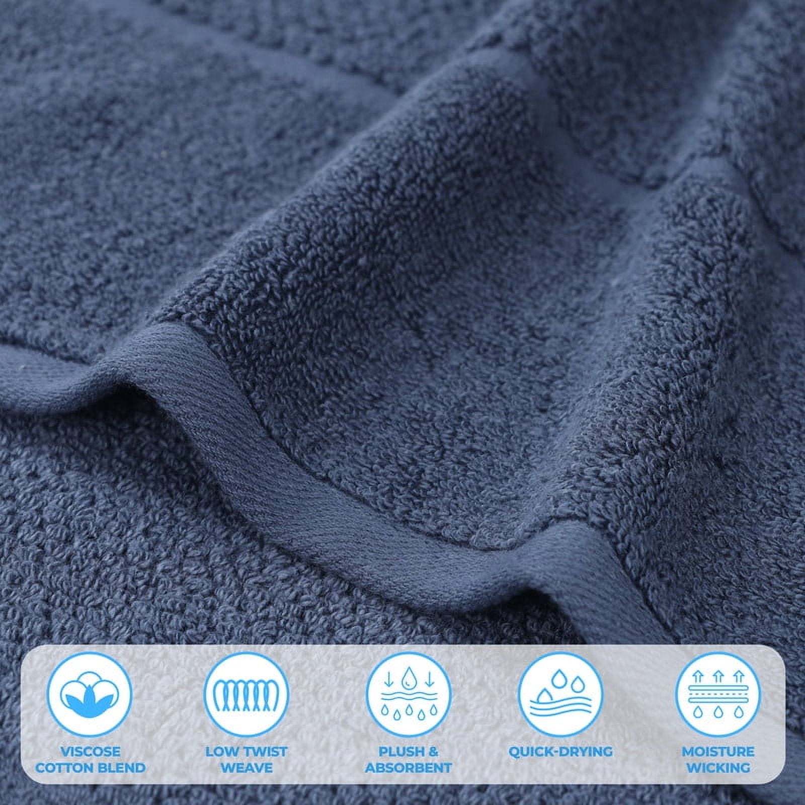 Superior Mile Smart Twist Cotton Medium Weight 6 Piece Towel Set, Ultra Absorbant Towels, Navy Blue
